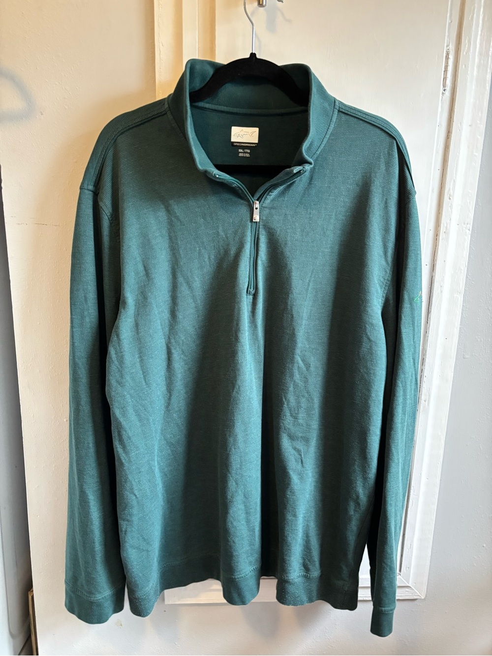 Greg Norman Collection Men's Quarter-Zip Sweater in Teal Green